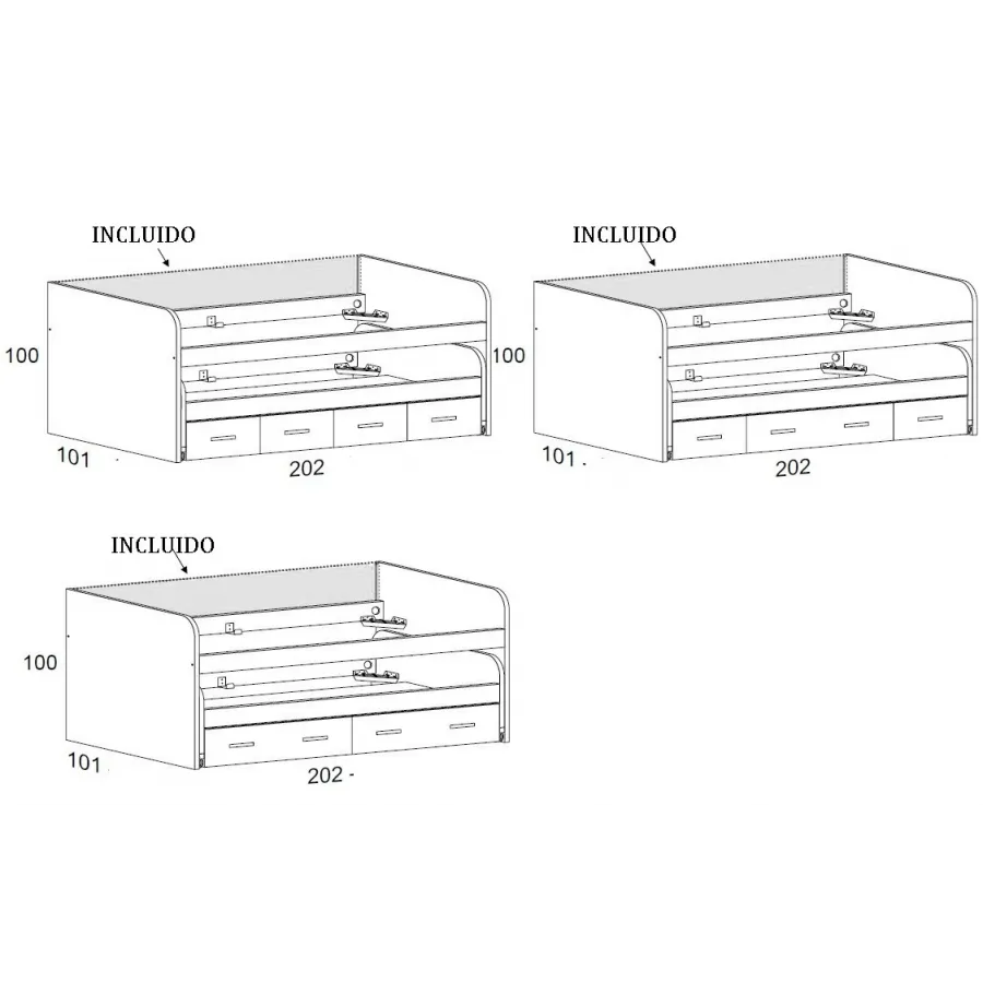 CAMA COMPACTA DORMITORIO JUVENIL PERSONALIZABLE