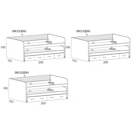 CAMA COMPACTA DORMITORIO JUVENIL PERSONALIZABLE