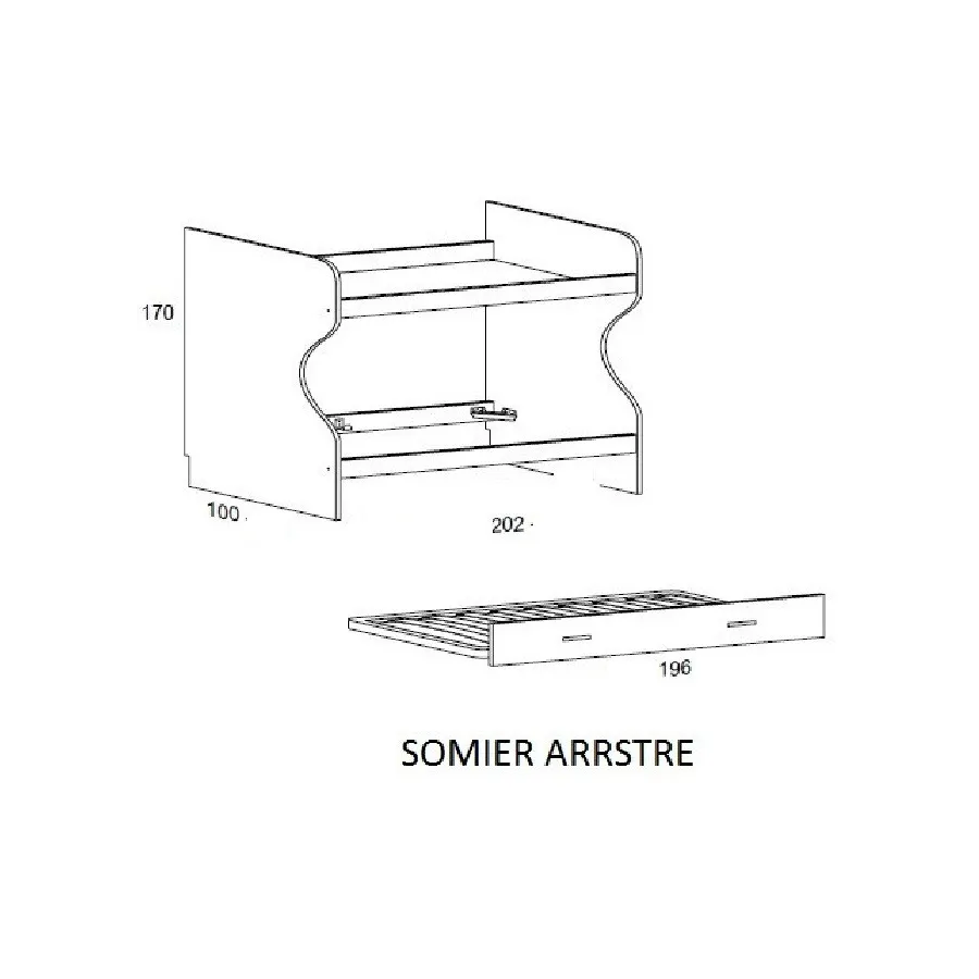 LITERA DORMITORIO JUVENIL 3 CAMAS 105x190