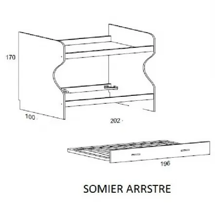 LITERA DORMITORIO JUVENIL 3 CAMAS 105x190
