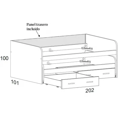 CAMA COMPACTA FRONTAL ALTO ABATIBLE