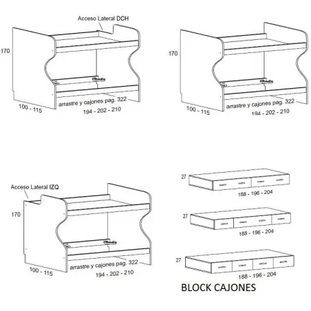 CAMA COMPACTA altura 72cm.