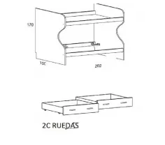 LITERA CON CAJONES DE RUEDAS 2