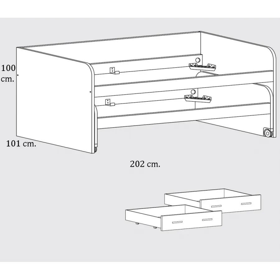 CAMA COMPACTA DORMITORIO JUVENIL 2 CONTENEDORES
