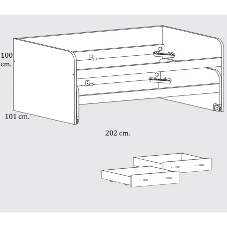 CAMA COMPACTA DORMITORIO JUVENIL 2 CONTENEDORES