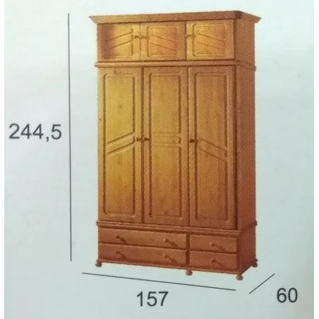 Armario 3 puertas macizas modelo Provenza en Mueblesguadalhorce.es