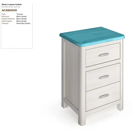 Mesita tres cajones colonial en Mueblesguadalhorce.es