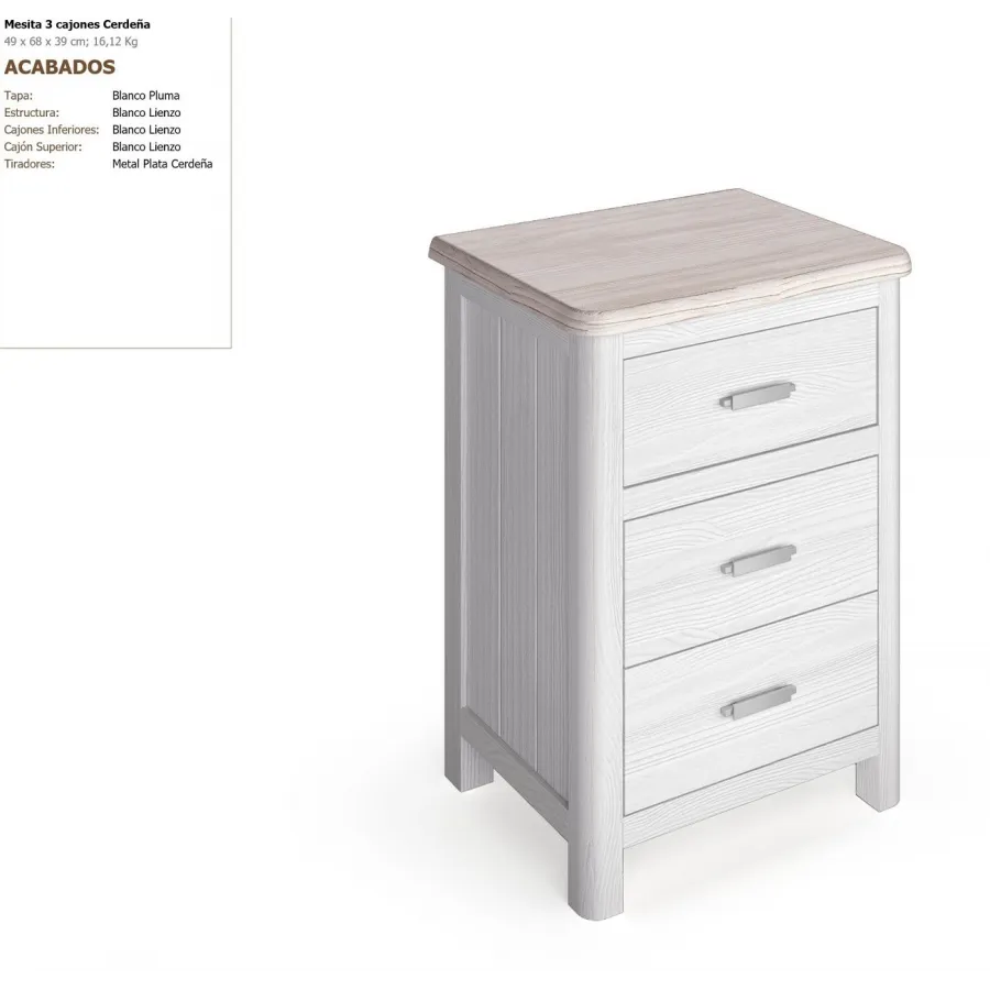 Mesita tres cajones colonial en Mueblesguadalhorce.es