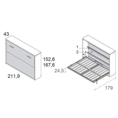Abatible horizontal 150 con estanterías f43