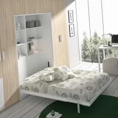 Cama abatible vertical con estantería interior para colchón de 135/150 fondo 43