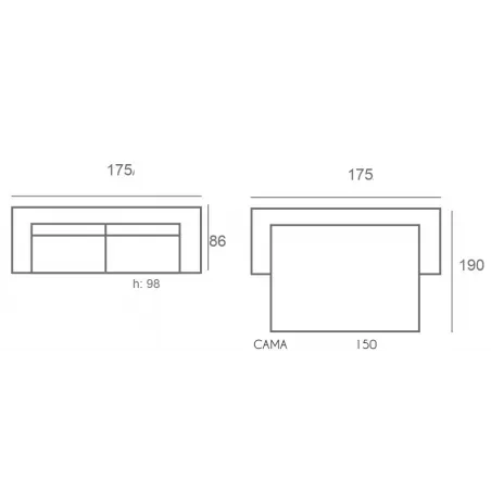 SOFA CAMA ITALIANO BRAZO RECTO