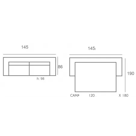 SOFA CAMA ITALIANO BRAZO RECTO