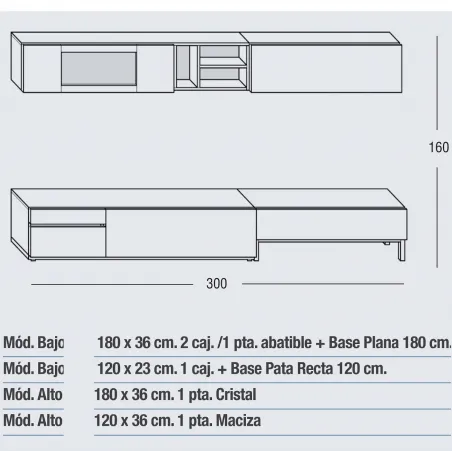 Mueble Zoe 300 de diseño en madera en Mueblesguadalhorce.es