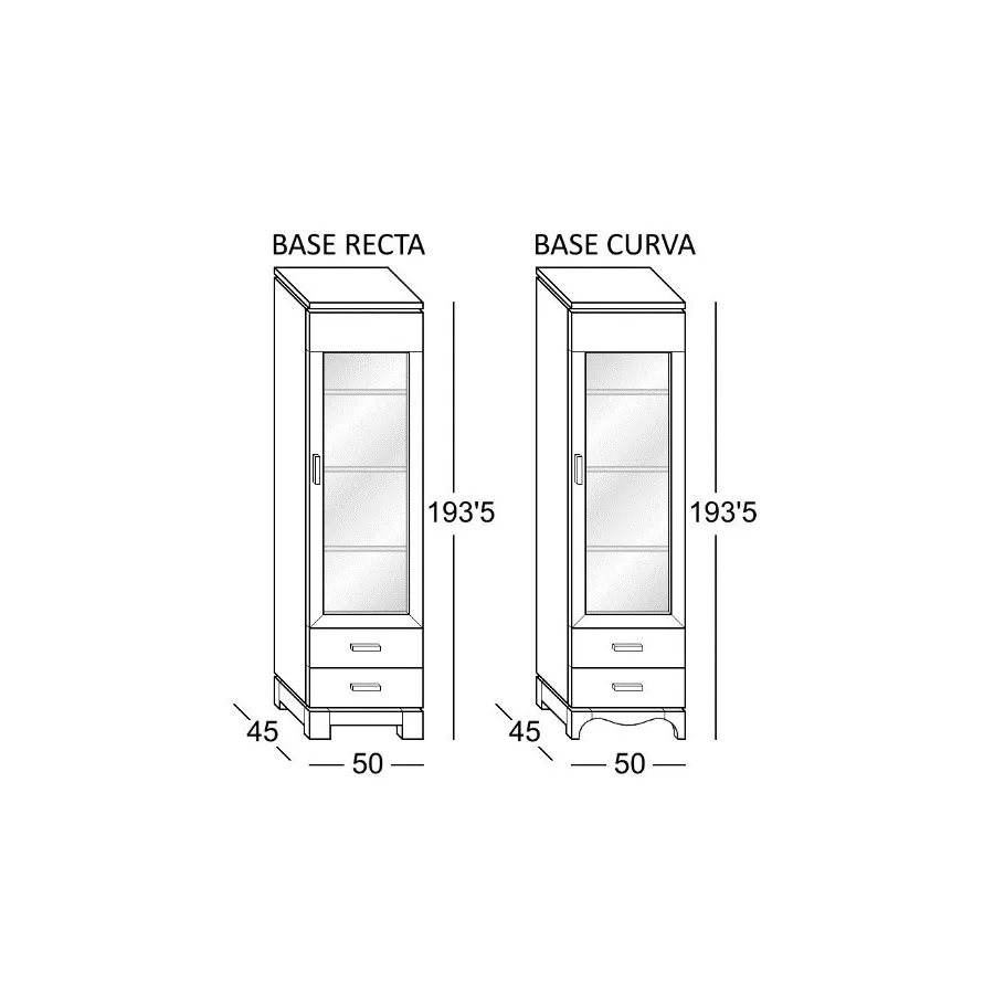 Vitrina alta Vega 1 puerta en Mueblesguadalhorce.es