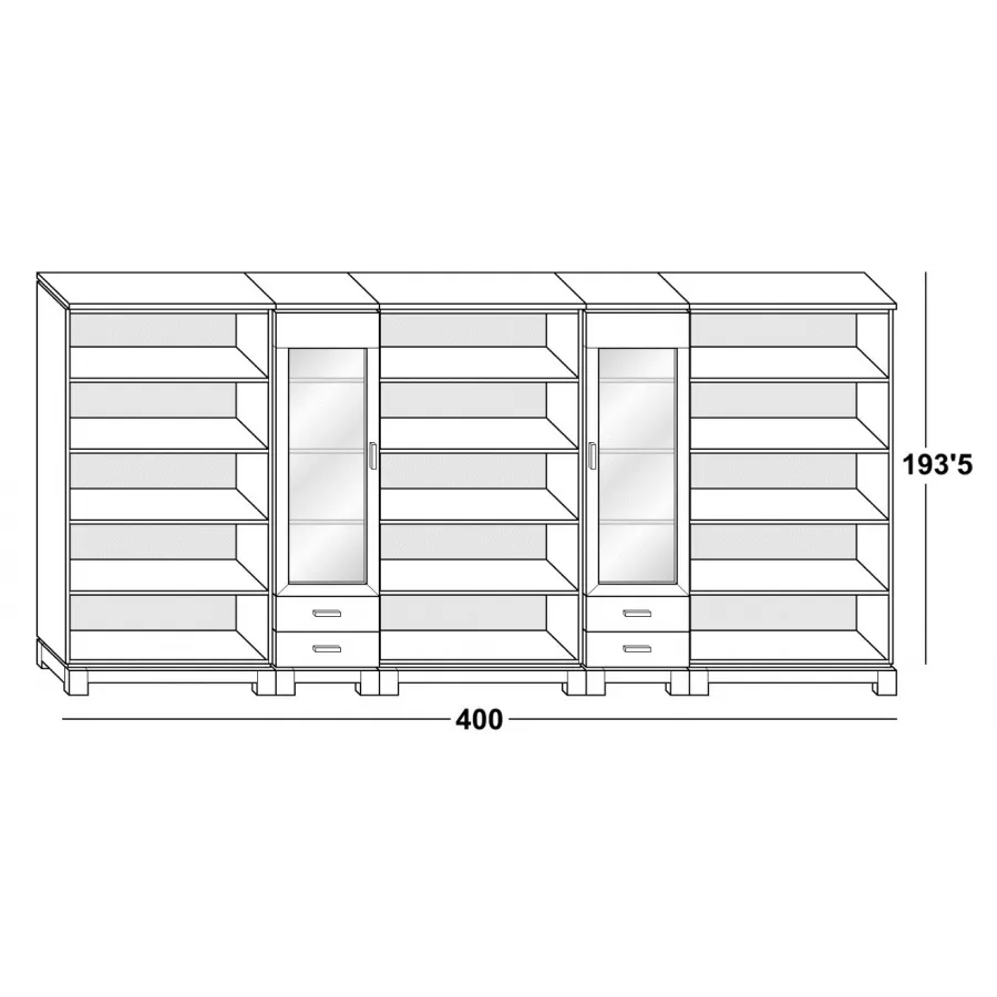 Librería 400 cm. en Mueblesguadalhorce.es
