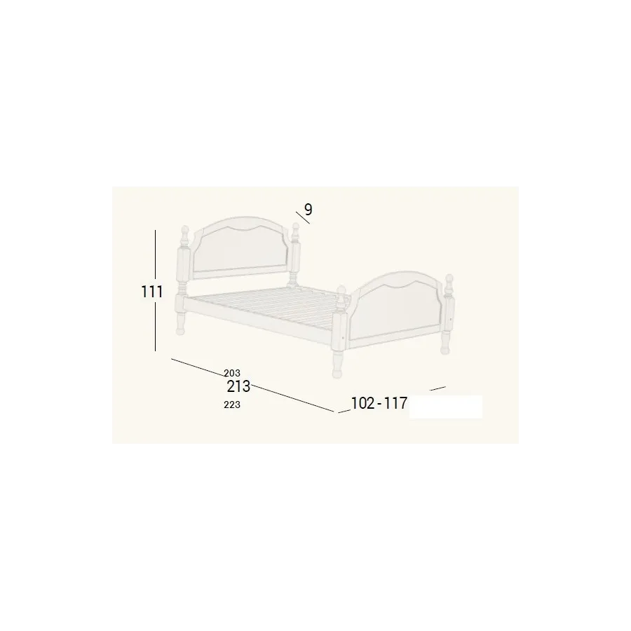 CAMA DE MADERA ROMA INDIVIDUAL COLORES Y MEDIDAS A ELEGIR