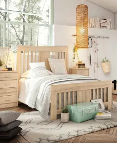 Cama Coral Barras individual colonial madera maciza