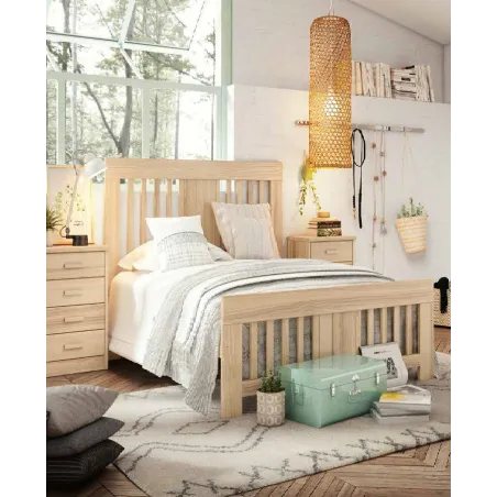 Cama Coral Barras individual colonial madera maciza