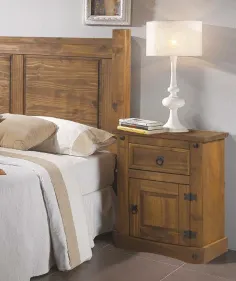 MESITA DE NOCHE RUSTICA MADERA MACIZA 1P1C 2