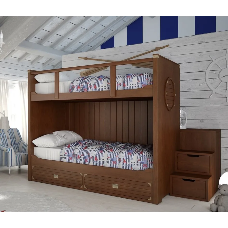 Litera colonial Camarote con escalera de cajones en Mueblesguadalhorce.es