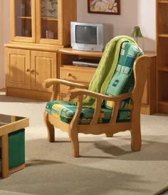 Sillón Provenzal moderno con estructura de madera vista