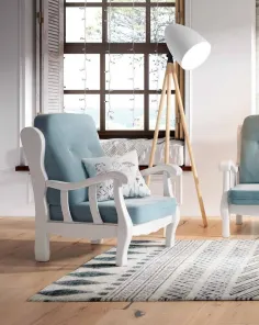 Sillón Provenzal moderno con estructura de madera vista 2