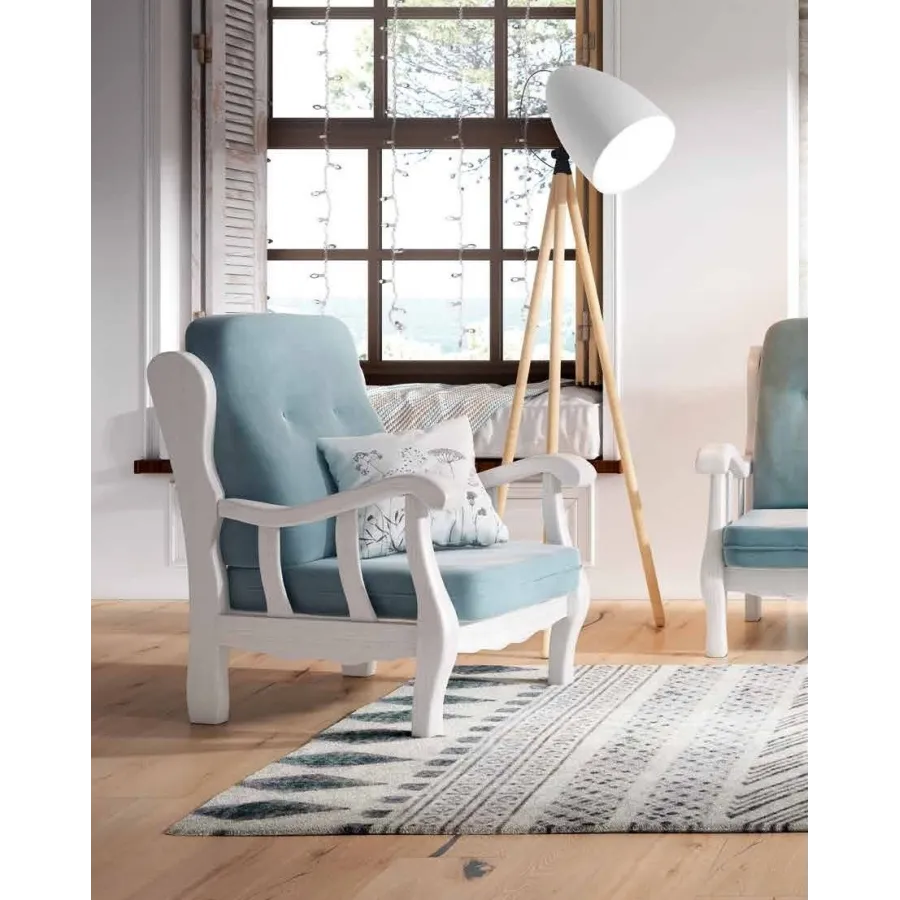 Sillón Colonial de diseño en madera vista