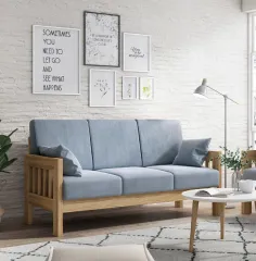 Sofá provenzal tres plazas madera vista