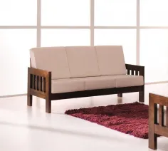 Sofá provenzal tres plazas madera vista 2