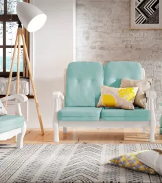 Sofá Provenzal de diseño dos plazas madera vista 2