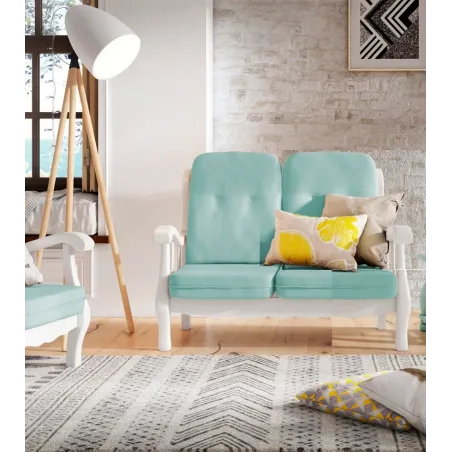 Sofá Provenzal actual de dos plazas en madera vista