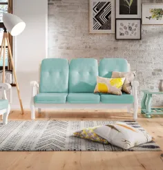 Sofá Provenzal tres plazas madera vista 2