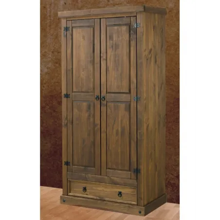 ARMARIO RUSTICO 2P MADERA MACIZA NOGAL OSCURO