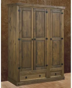 ARMARIO RUSTICO 3P MADERA MACIZA NOGAL OSCURO