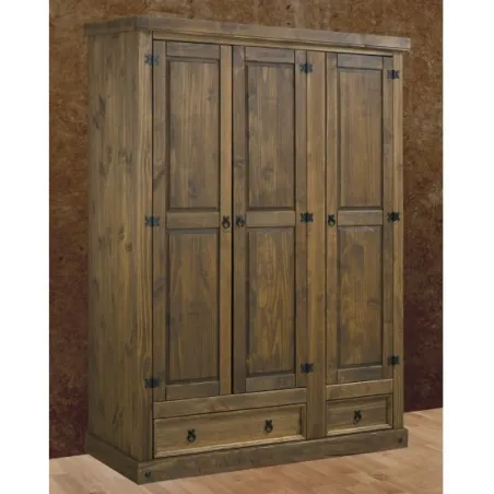 ARMARIO RUSTICO 3P MADERA MACIZA NOGAL OSCURO