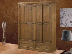 ARMARIO RUSTICO 4P MADERA MACIZA NOGAL OSCURO