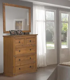 CÓMODA CINCO CAJONES RUSTICA MADERA MACIZA