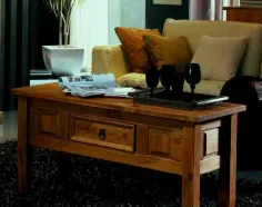 Mesa de centro rústica madera maciza NOGAL OSCURO