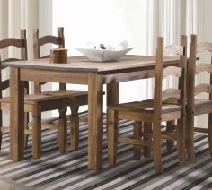 Mesa de comedor rústica madera maciza NOGAL OSCURO