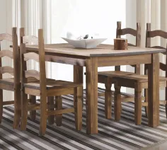 Mesa de comedor extensible rústica madera maciza NOGAL OSCURO 2