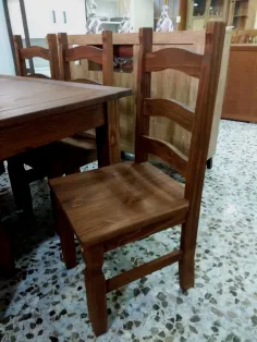 Silla rústica madera maciza NOGAL OSCURO