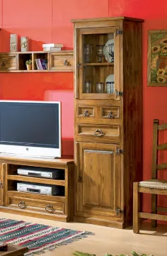 VITRINA JALISCO DOS PUERTAS TRES CAJONES MEXICANO