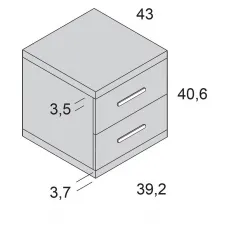 Mesita noche Ros 2 cajones 39 cm. 2