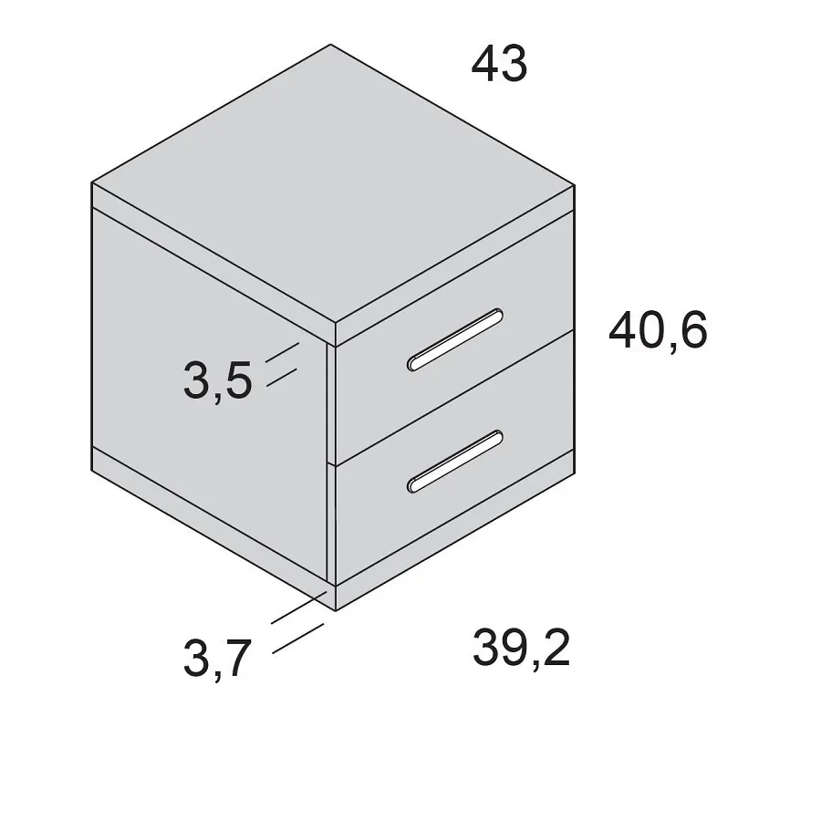 Mesita noche Ros 2 cajones 39 cm.