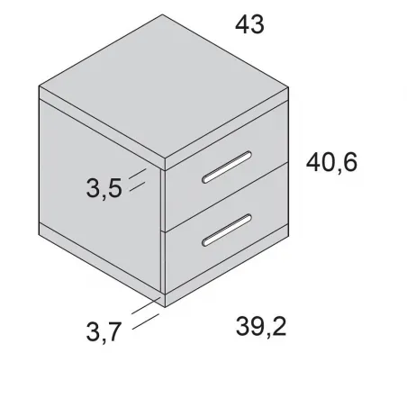 Mesita noche Ros 2 cajones 39 cm.