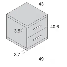 Mesita noche Ros 2 cajones 49 cm. 2