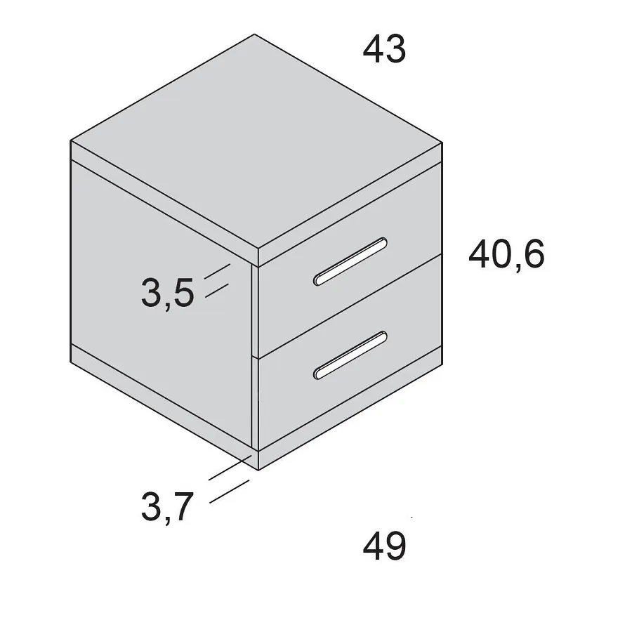 Mesita noche Ros 2 cajones 49 cm.
