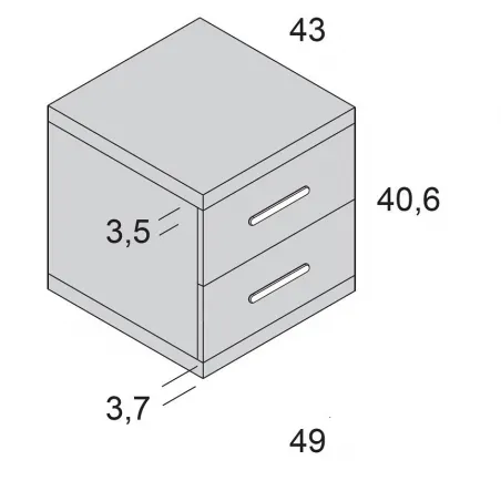 Mesita noche Ros 2 cajones 49 cm.