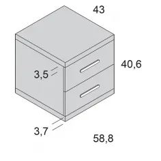 Mesita noche Ros 2 cajones 58 cm. 2