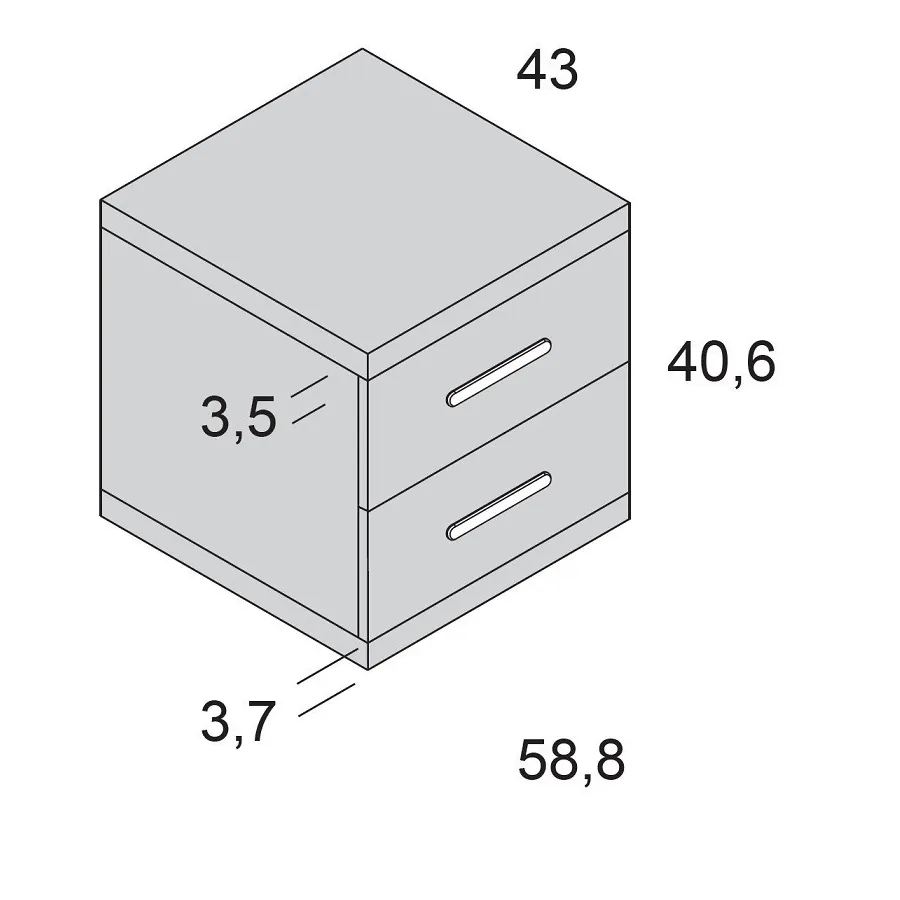 Mesita noche Ros 2 cajones 58 cm.